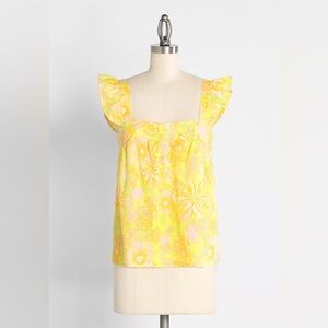 ModCloth NWT Never, Ever Going‎ to Forget You Blouse - Yellow Floral